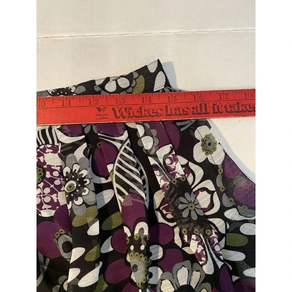 Bay Studio Career Petite Floral Print Skirt - Purple,‎ Black, & White